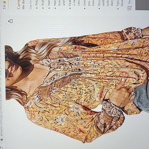 Ecowish Women's Blouse V-neck Front tie Floral Print Long sleeve Casual Top